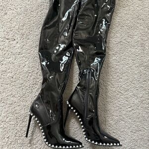 Steve Madden Black Patent Leather Over-the-Knee Boots